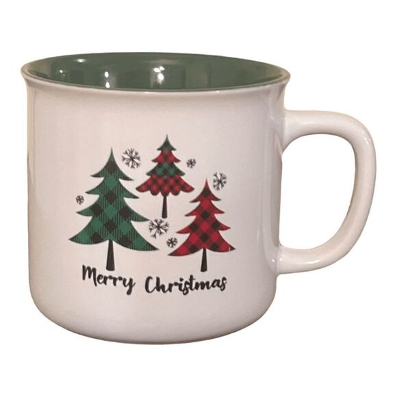 Christmas Tree 12 Oz Ceramic Coffee Mug with Green Inside - Merry Christmas - Tr - Picture 2 of 2